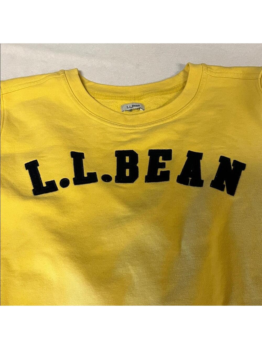 L.L. Bean spell out decal sweatshirt women *XL yellow crewneck pullover - Picture 6 of 9